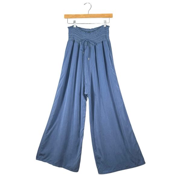 Free People FP Movement MIA Smocked Waist Wide Leg Pull-On Twill Pants | S/M - Picture 2 of 13